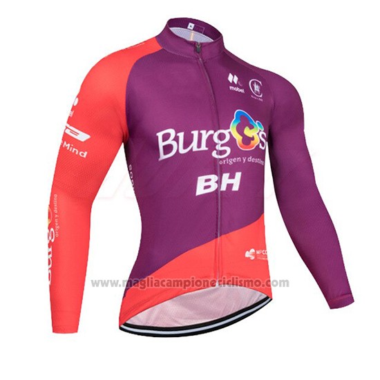 2019 Abbigliamento Ciclismo Burgos BH Viola Rosso Manica Lunga e Salopette